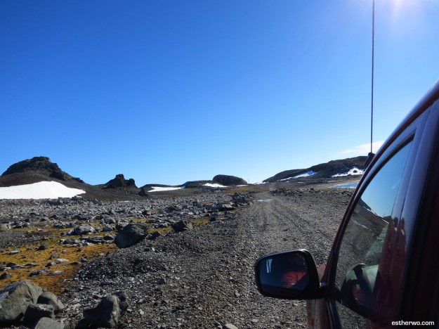 Riding in a truck in Antarctica